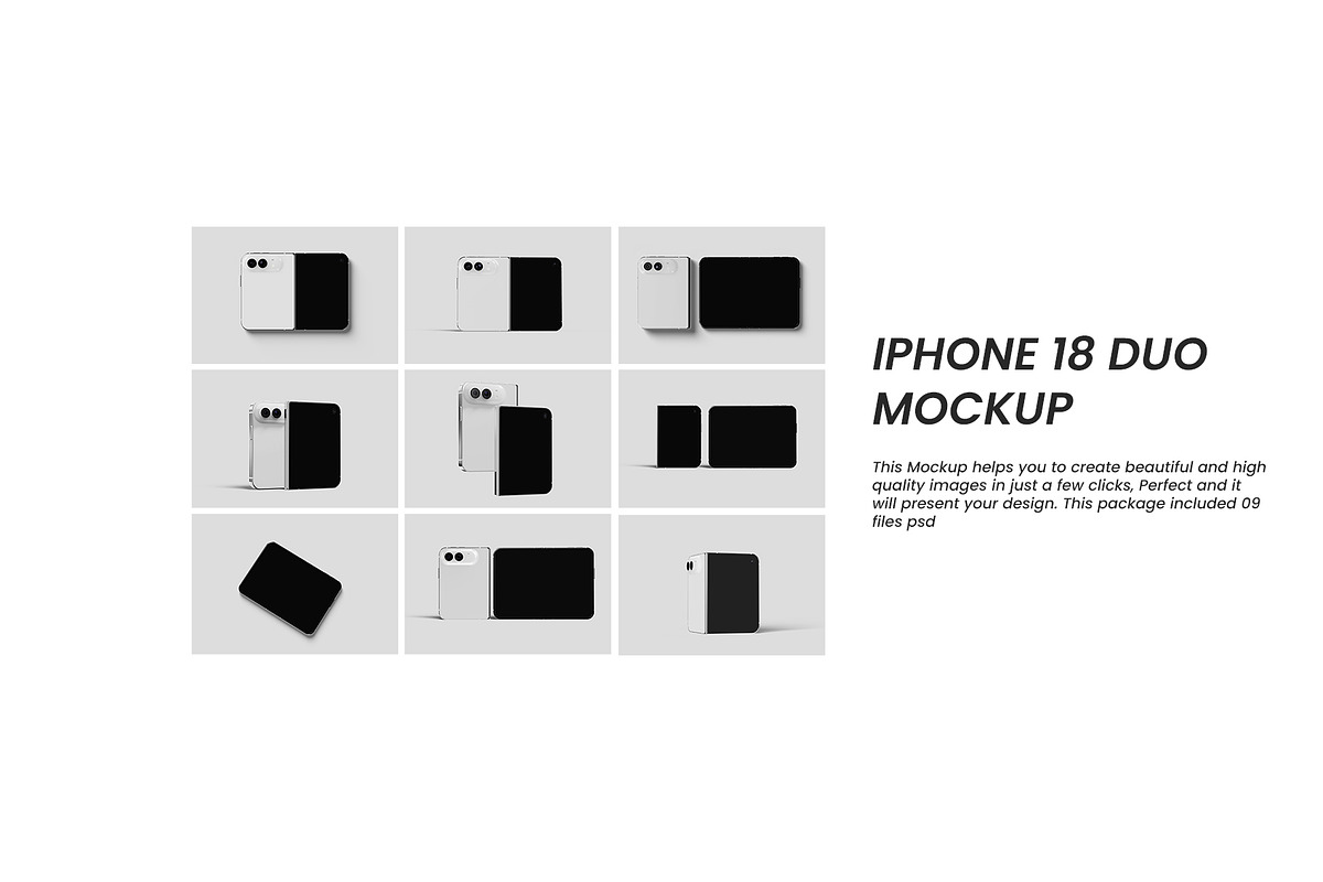 iPhone 18 Duo Mockup, an iPhone Mockup by Graphicbars (Photo 11 of 11)