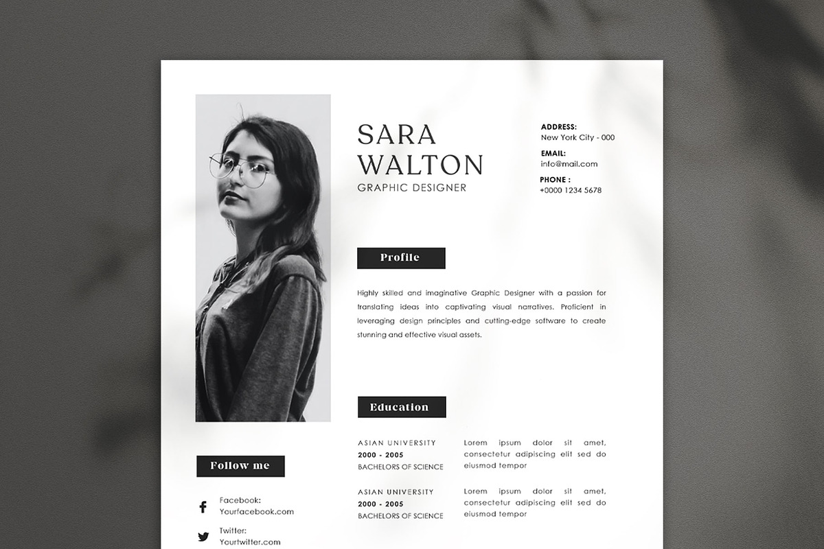 Minimal Resume CV, a Resume Template by Saman Osama (Photo 1 of 3)