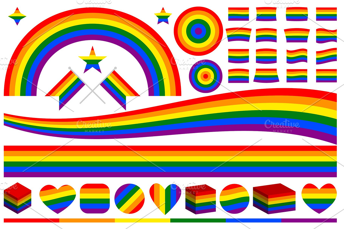 Vector LGBT rainbow symbols set., an Object Graphic by tumbalipum
