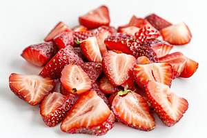 Red strawberries on white background, a Food & Drink Photo by AlyaAnd
