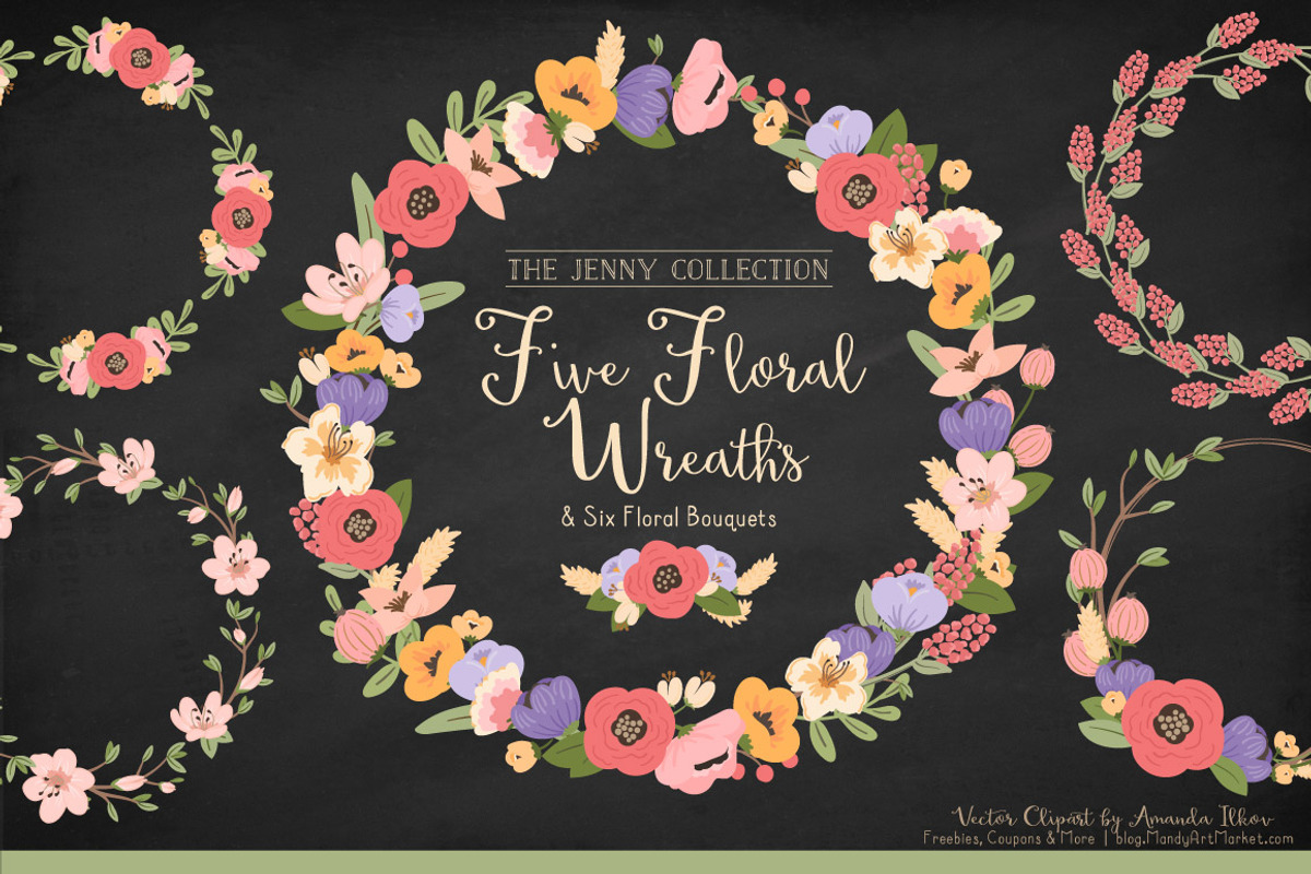 Floral Vector Wreaths in Wildflowers, an Illustration by Amanda Ilkov (Photo 3 of 4)
