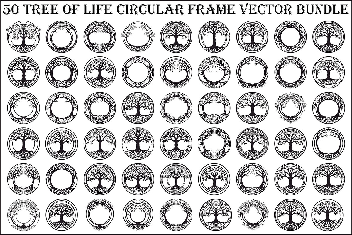 Tree of Life Circle Frame Bundle, an Illustration by Gaye Art (Photo 1 of 51)