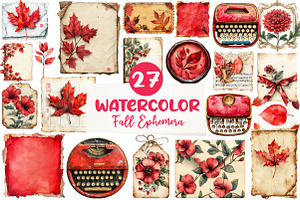 Red Vintage Fall Ephemera Clipart, an Illustration by CreationArt