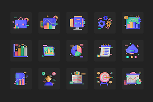 3D Business Analytics Icons