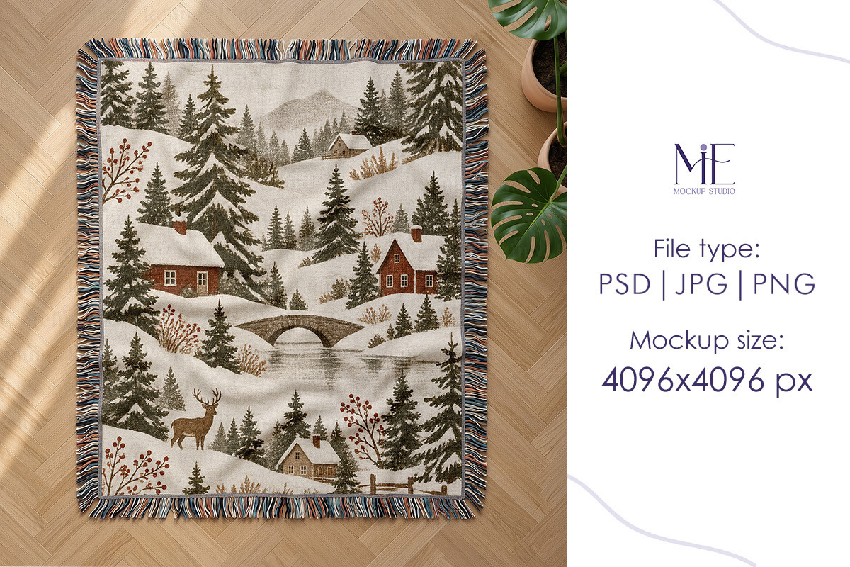Woven Throw Blanket POD Mockup Canva, a Household Mockup by Mie Mockup Studio (Photo 7 of 10)