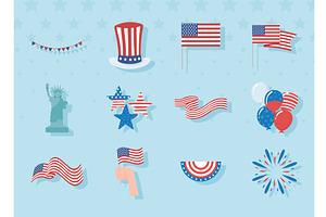 USA patriotic props set, an Illustration by studiogstock