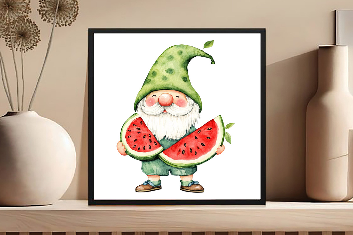 Watercolor Summer Gnome Clipart, an Illustration by DreamCafeArt (Photo 5 of 5)