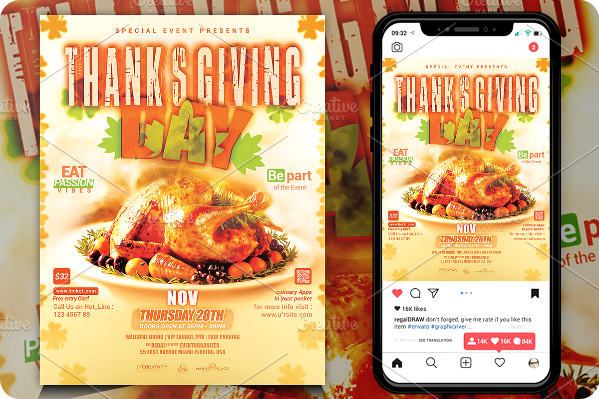 Thanksgiving Day Event Flyer, a Flyer Template by regalDRAW (Photo 1 of 6)