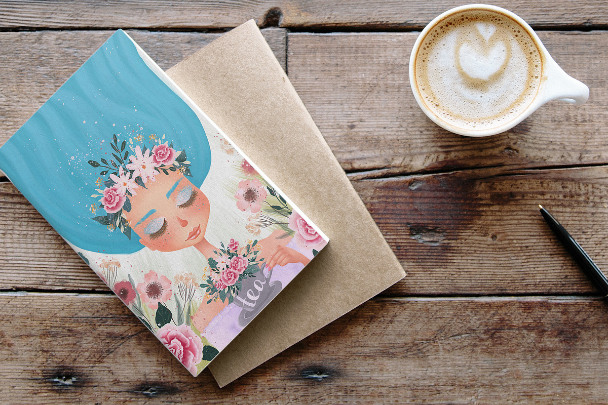 Floral Tea Girl Illustration, a Decorative Illustration by Chloe's Illustrations (Photo 10 of 10)