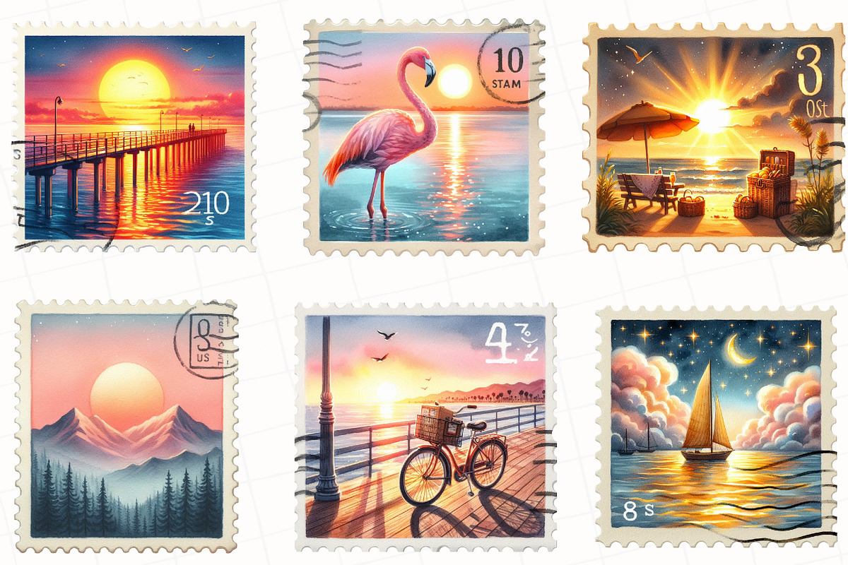 Summer Postage Stamp Clipart, an Illustration by OK Design (Photo 2 of 5)
