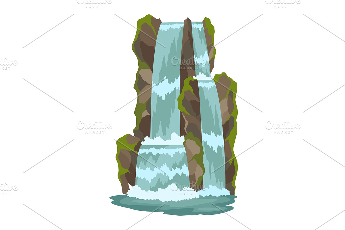 Cartoon river cascade, an Illustration by Things for designers
