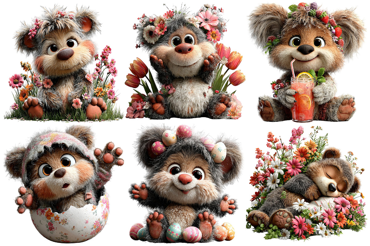 Whimsical Easter Bear Clipart, an Illustration by Pixels.Craft (Photo 4 of 5)