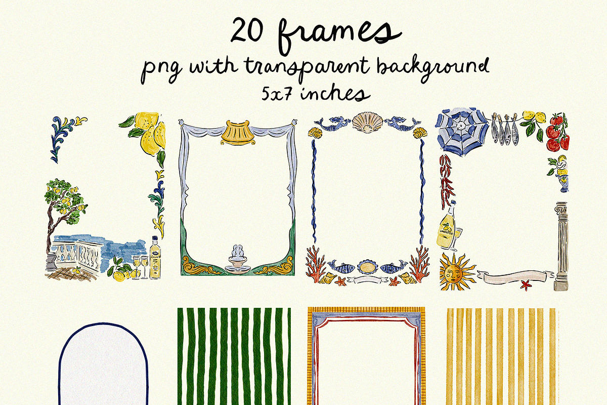 Italian Summer Watercolor Clipart, an Object Illustration by Teresa Art Store (Photo 7 of 10)