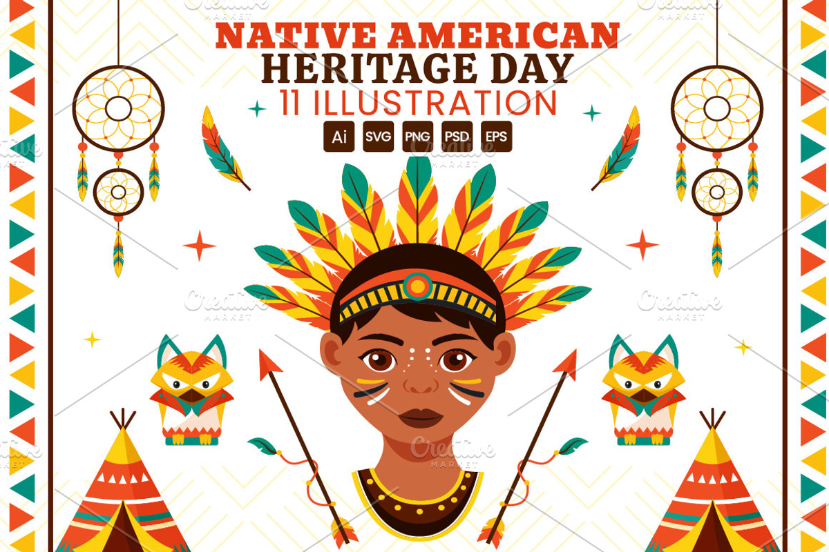 11 Native American Heritage Day, a Seasonal Illustration by denayunebgt (Photo 1 of 5)
