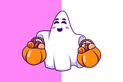 Cute Ghost Bring Candy Basket, a Food Illustration by Artstorystudio (Thumbnail 2 of 3)