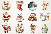 Cute Christmas Watercolor Clipart, an Illustration by RobertsArt (Thumbnail 7 of 7)