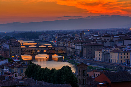 Panorama of bridge Ponte Vecchio, Florence., an Architecture Photo by CreativePhotoSpain