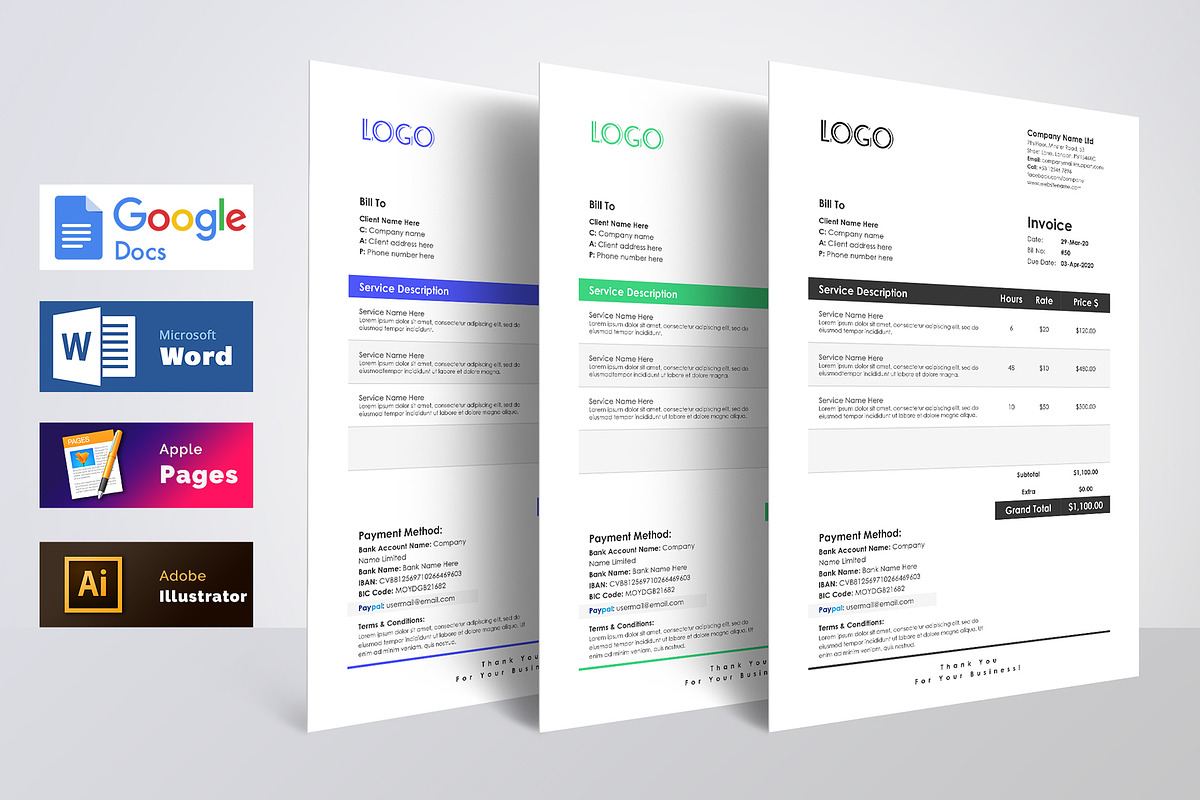 Invoice Template Google Docs Word, a Stationery Template by Tbunny (Photo 1 of 12)