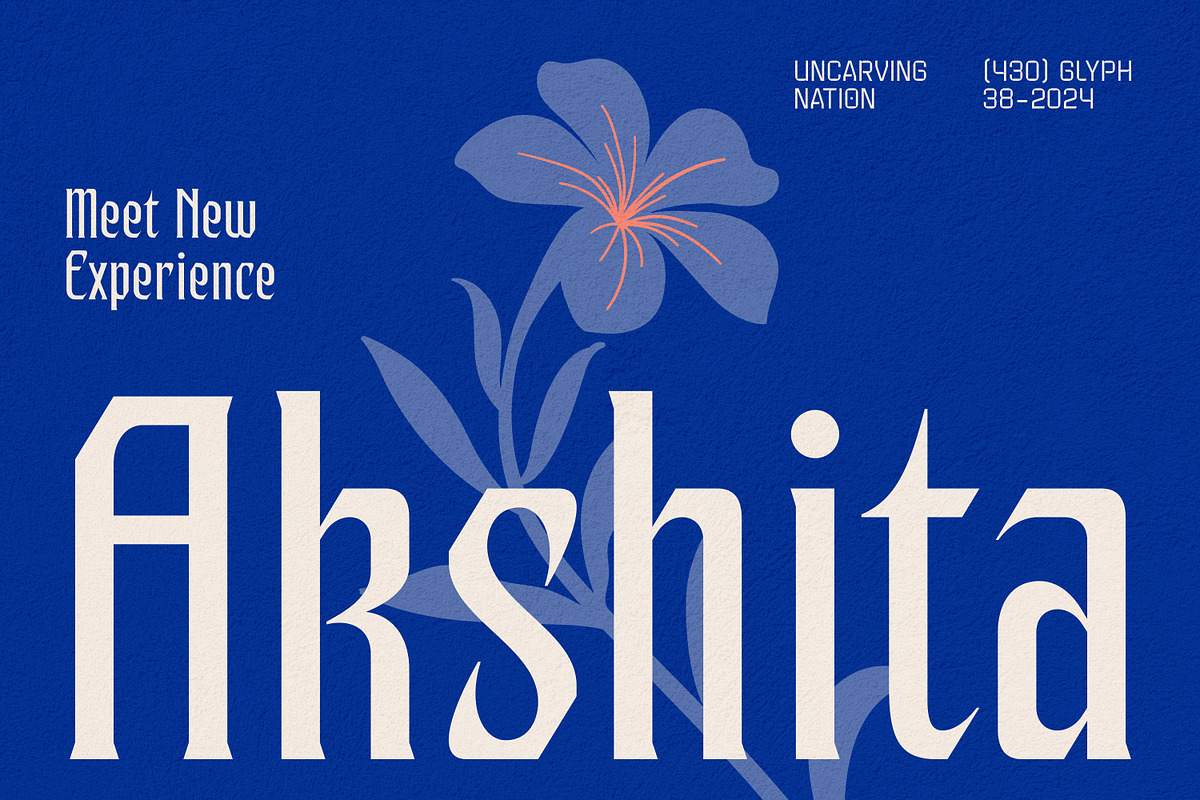 Akshita - Display Font, a Font by Uncarving (Photo 1 of 12)