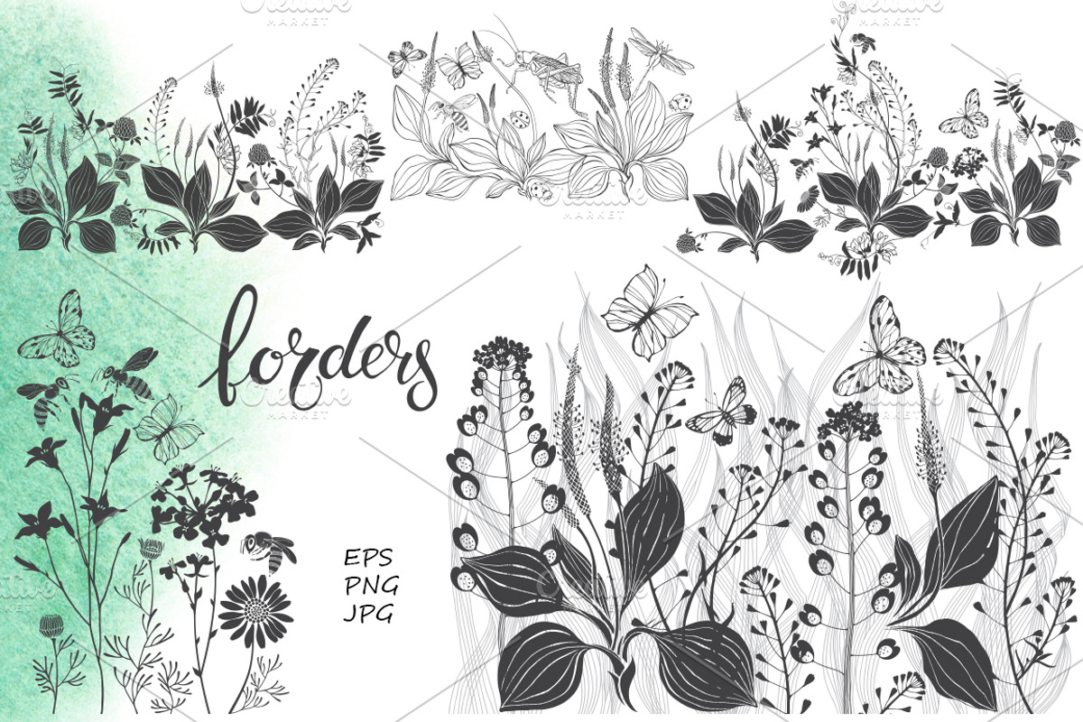 Wildherbs and flowers. Compositions., a Decorative Illustration by maritime_m (Photo 5 of 12)