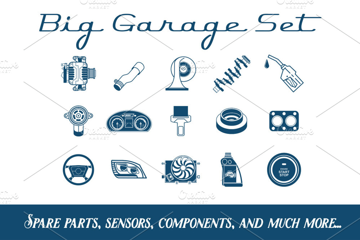 Big Garage Set. EPS - JPEG - PNG, an Outline Icon by WINS Doodle shop (Photo 1 of 4)