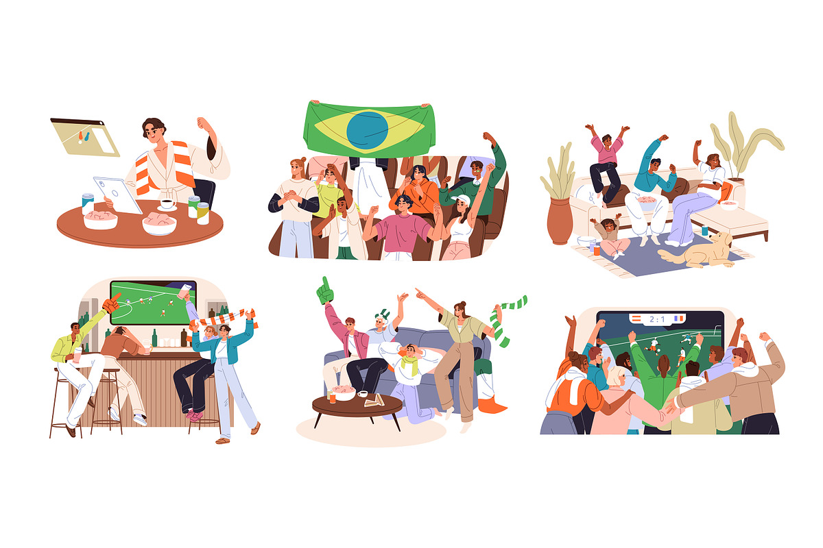 Football fans support teams set, a Sport Illustration by PaperTrident (Photo 1 of 7)