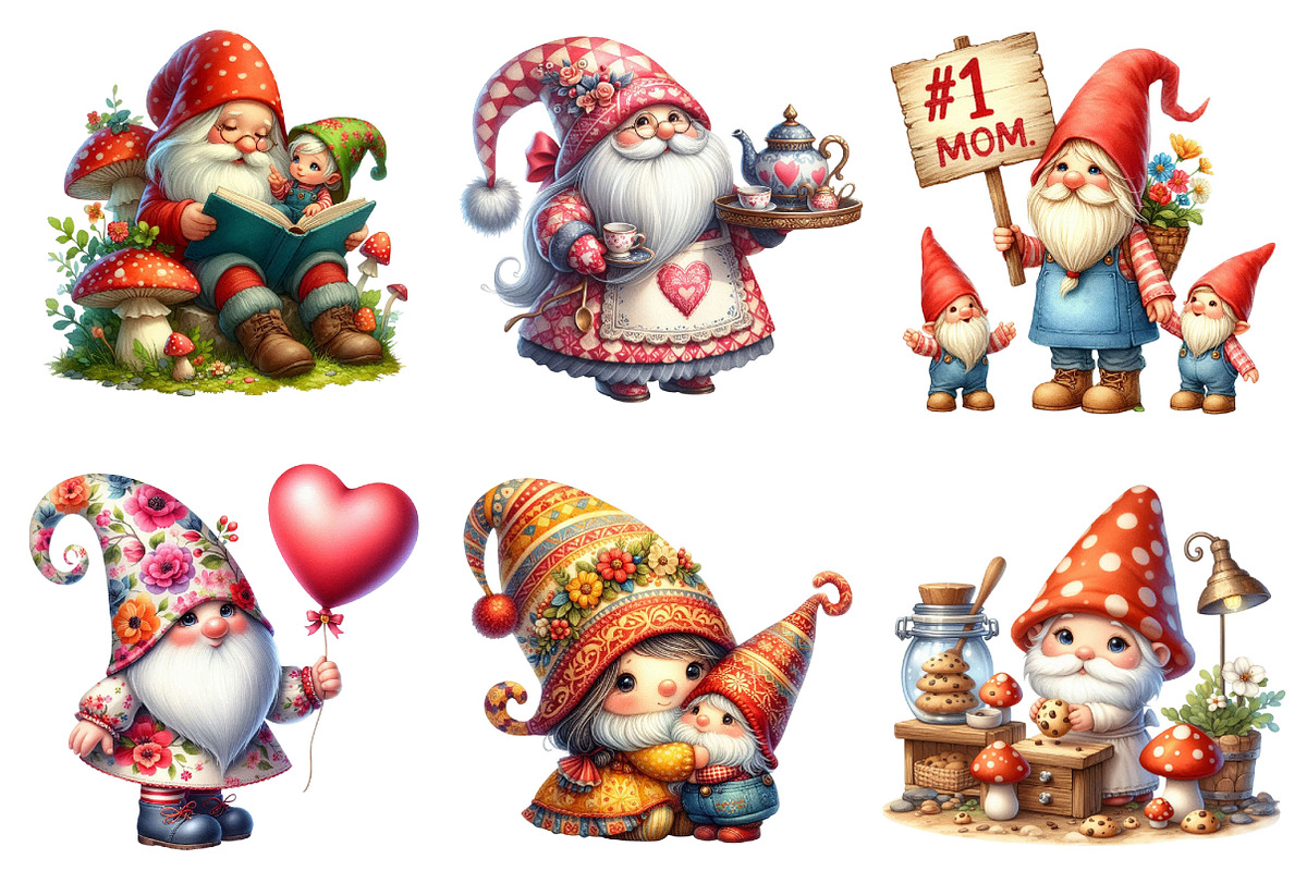 Mother's Day Clipart- Gnomes Clipart, a Graphic by CitraGraphics (Photo 2 of 3)