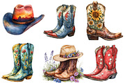 Cowboy Hat and Boots Clipart Bundle, an Illustration by Designworld (Thumbnail 5 of 7)