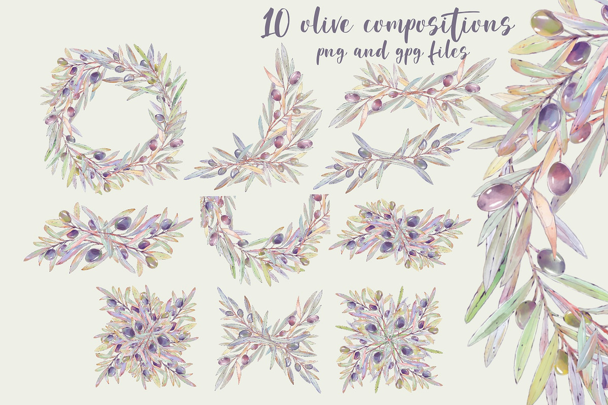 Olive Alphabet and compositions, a Decorative Illustration by Shabbypie (Photo 5 of 8)