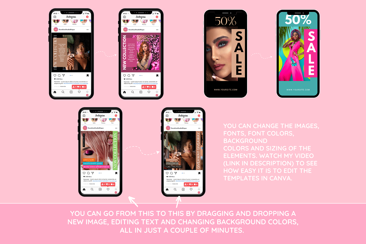 Pastel Instagram Template Bundle, a Social Media Template by SunshineStudioBoutique (Photo 9 of 9)