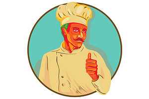 Chef With Mustache Thumbs Up Circle