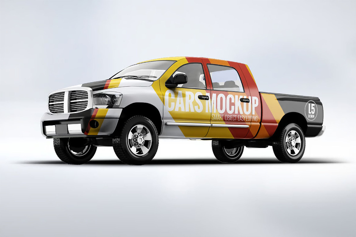 Pickup Truck Mock-Up, a Product Mockup by DesignRushMarket (Photo 7 of 8)