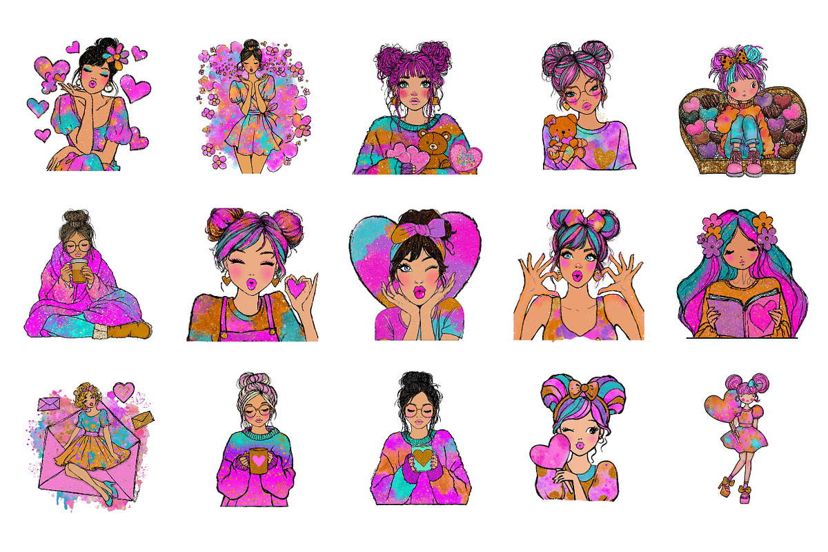 valentine girl clipart, an Illustration by CreationArt (Photo 5 of 5)
