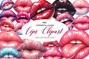Watercolor Cute Lips Clipart, an Illustration by CreationArt (Thumbnail 1 of 5)