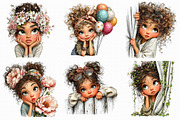 Whimsical Girl Peeking Clipart, an Illustration by Libby Wishes (Thumbnail 5 of 7)