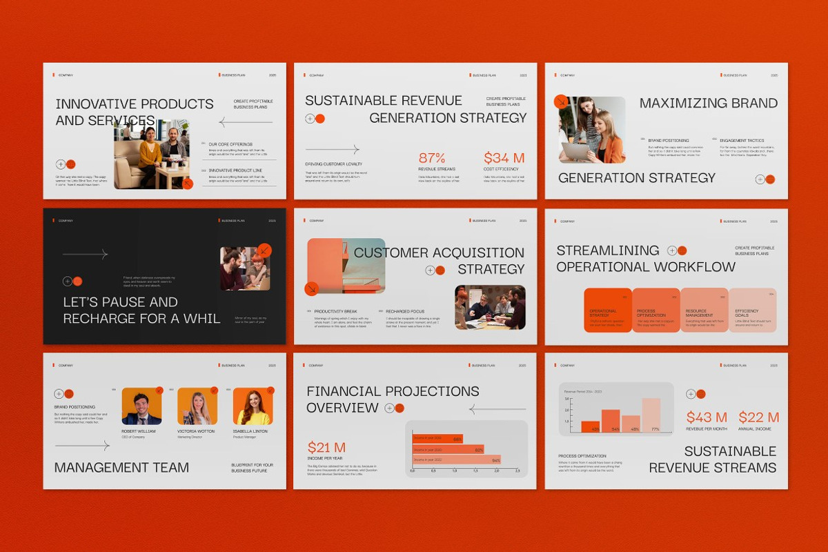White Orange Business Plan PPT, a Presentation Template by graphicook (Photo 3 of 5)