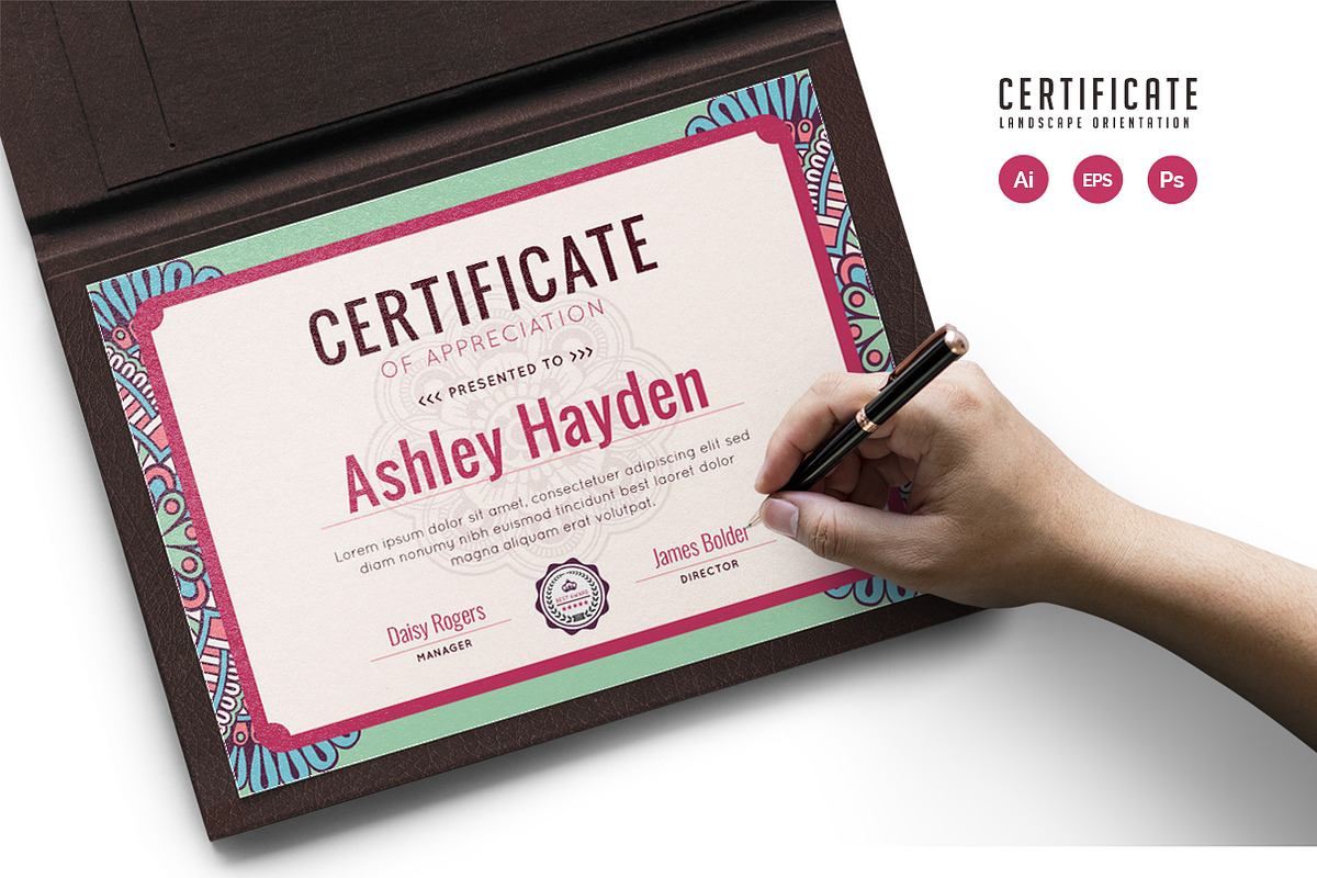 523. Modern Certificate Template, a Stationery Template by CreativeRezwan (Photo 1 of 3)