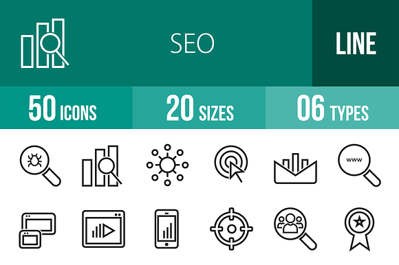 50 Seo Line Icons