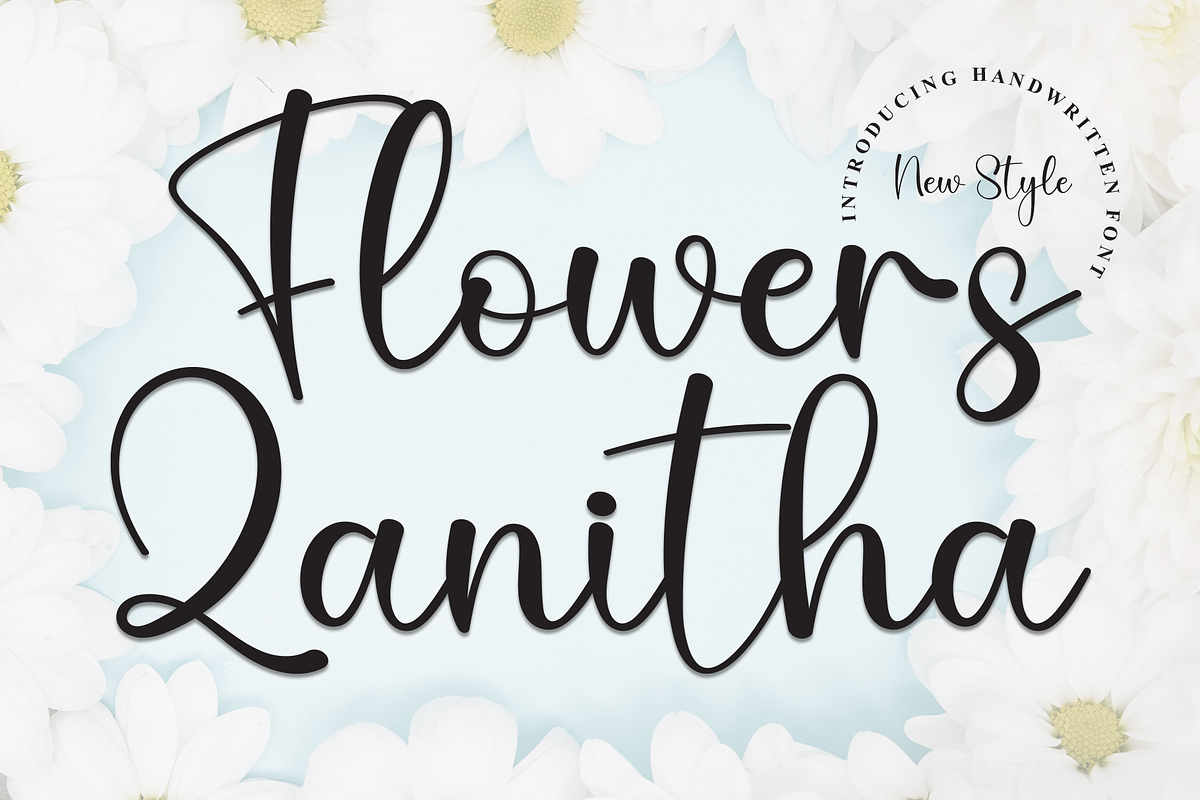 Flowers Zanitha | Script Font, a Handwritten Font by Scratchones (Photo 1 of 8)