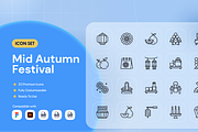 Mid Autumn Festival Icon Set, an Outline Icon by Nathaya Studio (Thumbnail 1 of 2)