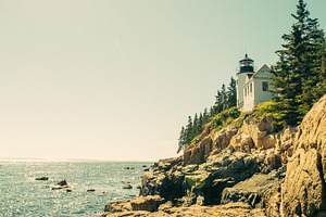 Maine lighthouse stock photo containing acadia and national park