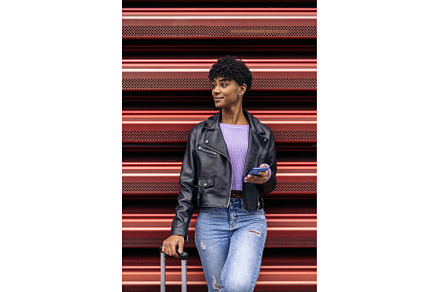 Cool Afro Girl Using Phone