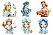 Vintage Halloween Nurse Clipart, an Illustration by Daily.Designs (Thumbnail 5 of 5)