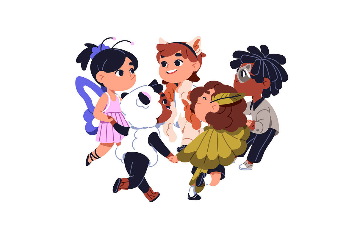Cute, happy kids dance set, a Person Illustration by PaperTrident (Photo 6 of 6)