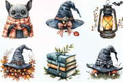 Watercolor Cute Witchy Autumn PNG, an Illustration by CraftArtStudio (Thumbnail 2 of 6)
