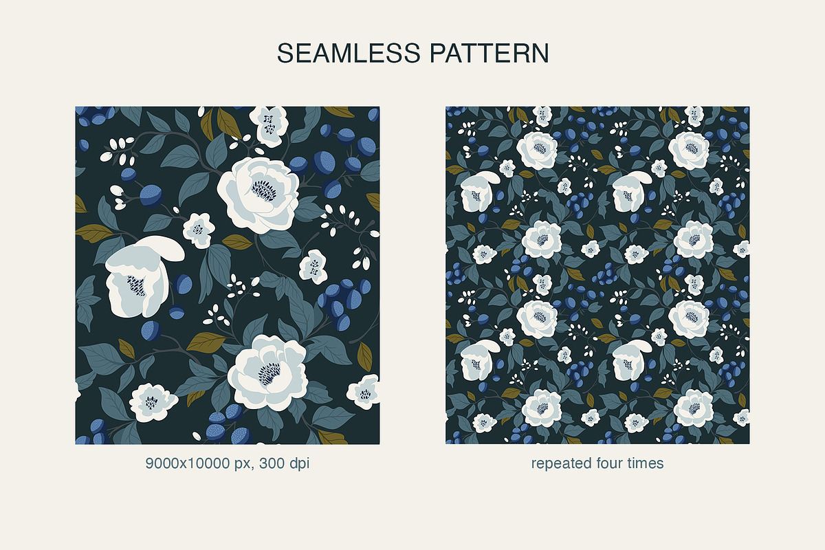 Blueberry Garden Elegant Pattern, a Pattern Graphic by Mariia Kovalchuk (Photo 4 of 12)