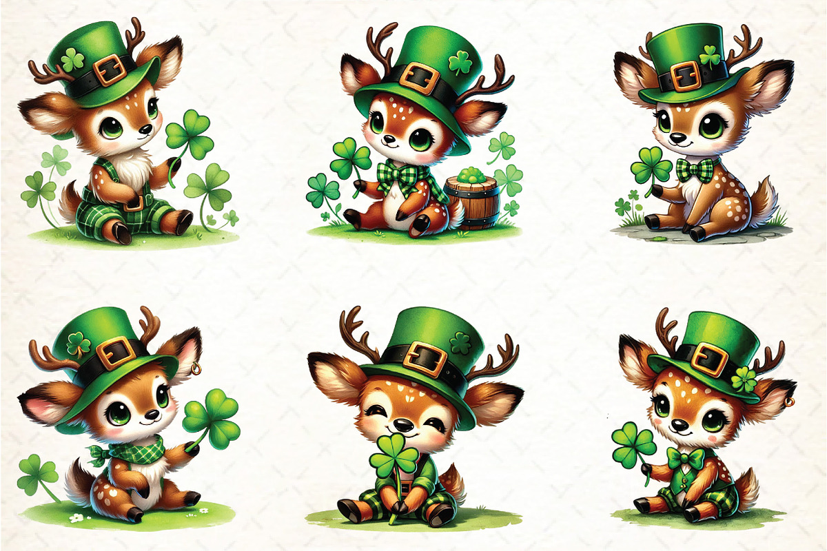 St. Patrick's Day Cute Reindeer Clip, an Illustration by DreamCafeArt (Photo 3 of 4)