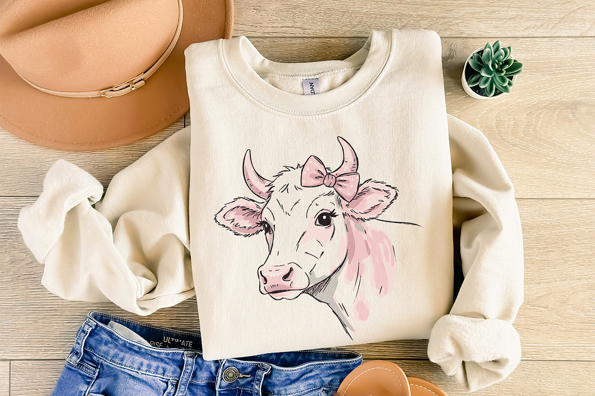 Coquette Cow Tshirt Design, cute, an Illustration by SharpMarketplace (Photo 8 of 9)