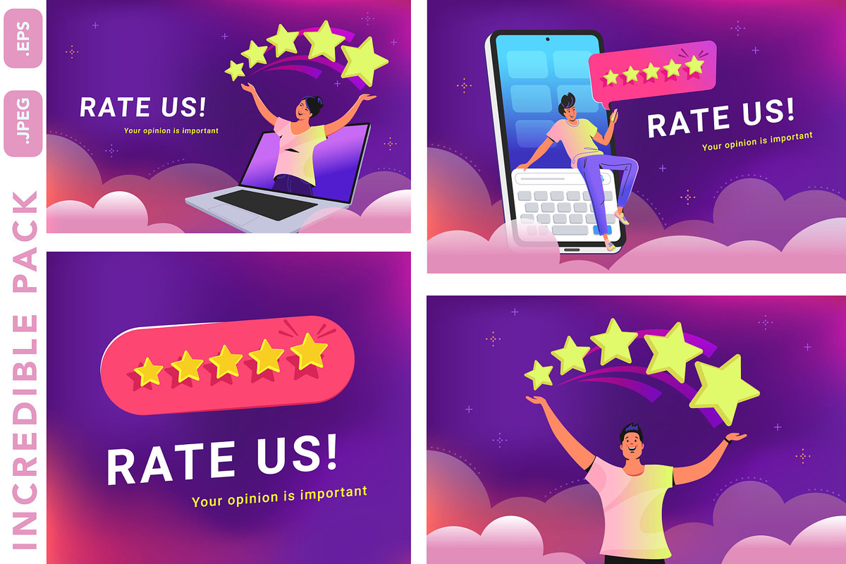 Rating illustrations with characters, a Technology Illustration by Julia Tim (Photo 1 of 7)