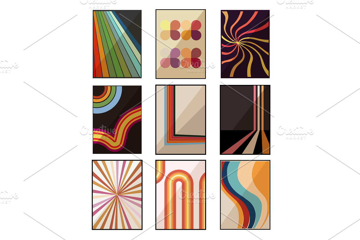 Retro 70s abstract geometric, an Illustration by pikepicture